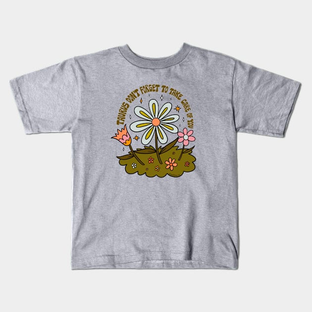 Taurus Flower Kids T-Shirt by Doodle by Meg